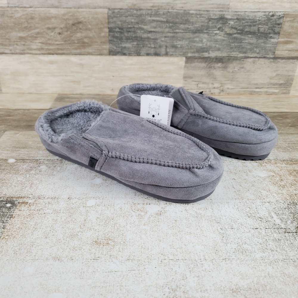 KUAILU Womens Flat Slippers Sz 8 Gray Suede Comfort Slip On Round Toe Footbed